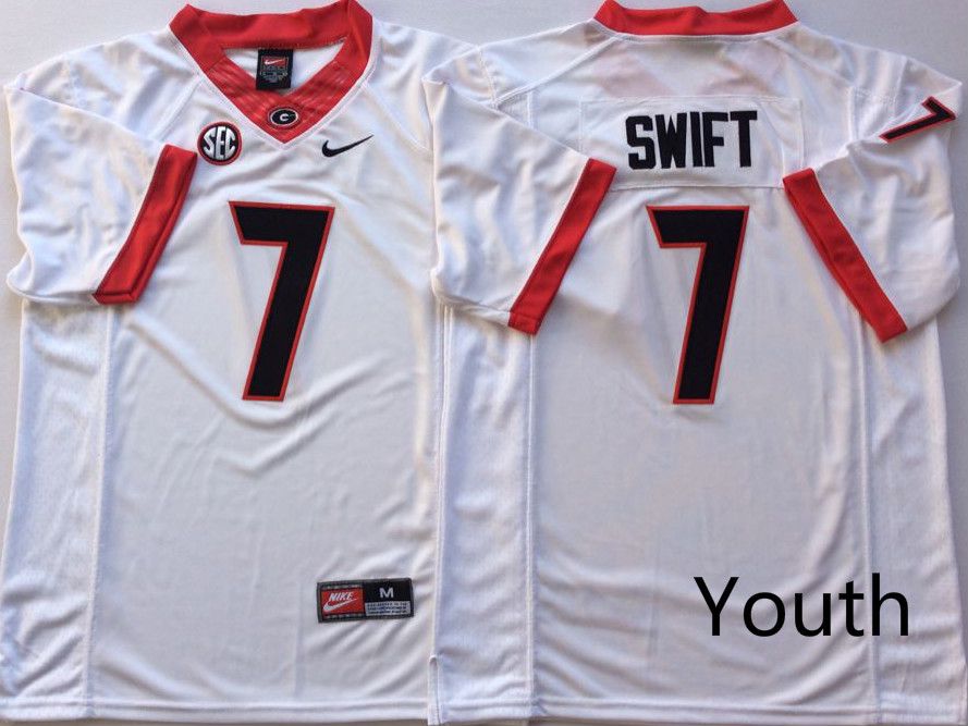 Youth Georgia Bulldogs 7 Swift White Nike NCAA Jerseys